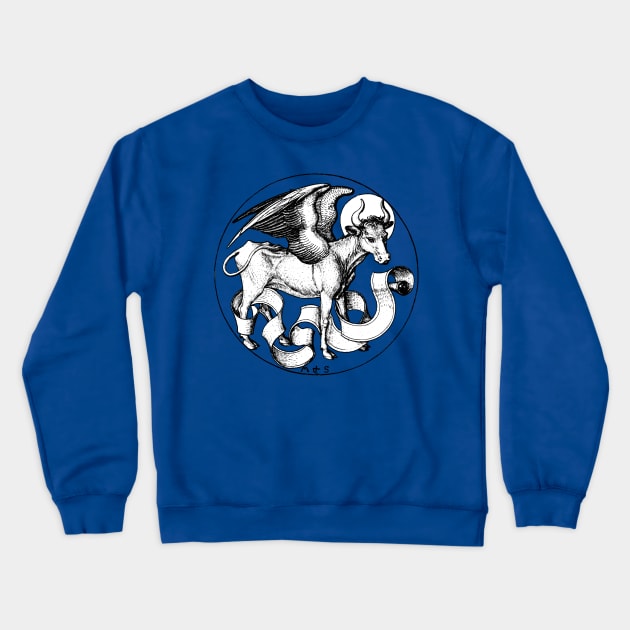 15th Century St Luke's Emblem Winged Bull Crewneck Sweatshirt by Pixelchicken